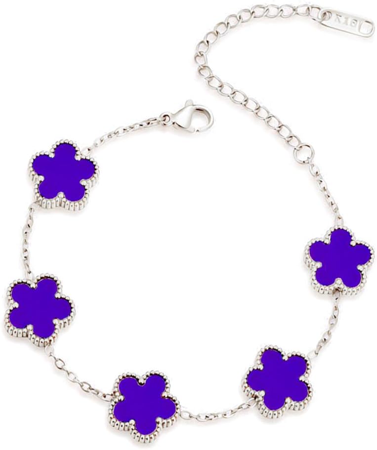 FLY FEI 18K Gold-Plated Four Leaf Clover Bracelet for Women,Adjustable lucky Bracelet Set Jewelry Gift-Hypoallergenic Charm for Birthdays, Wellness & Daily Wear - Image 1